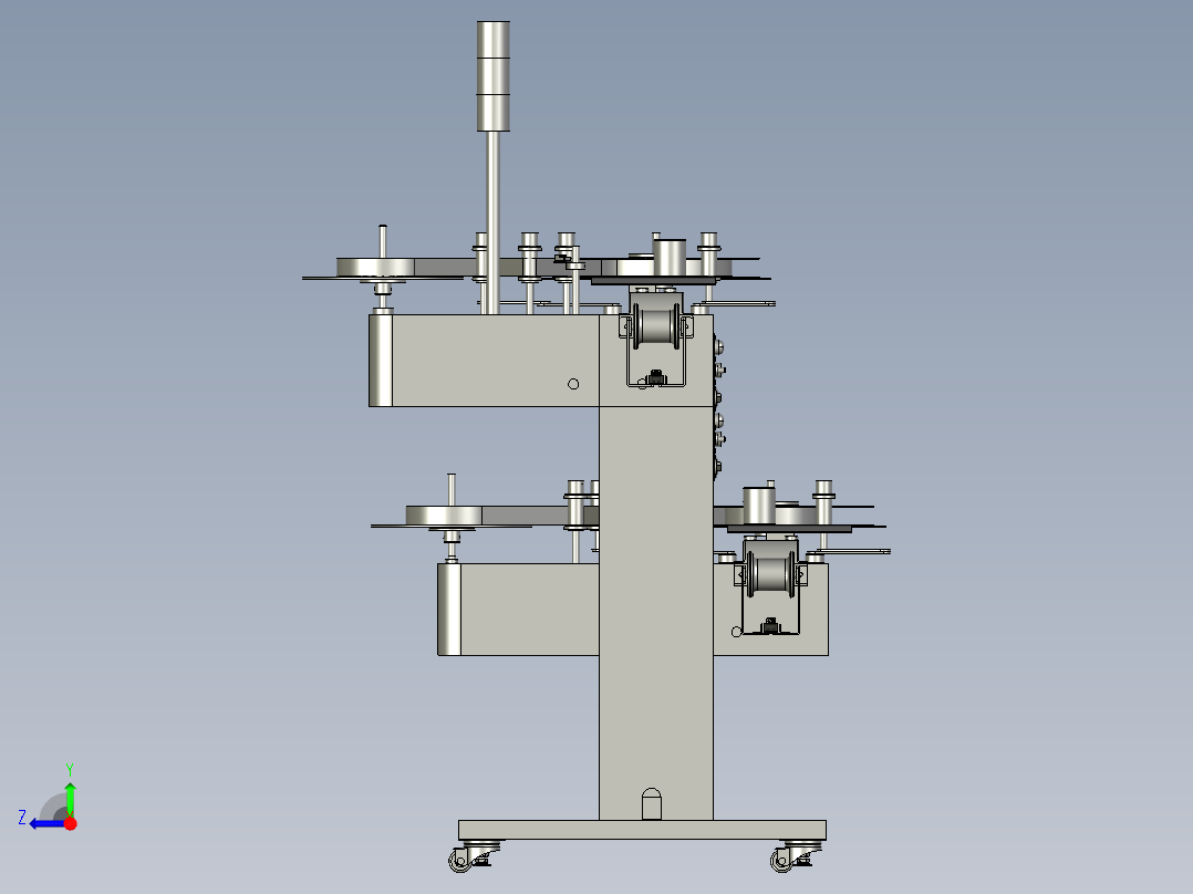 卧式双层收料架（冲压行业）3D模型右视图