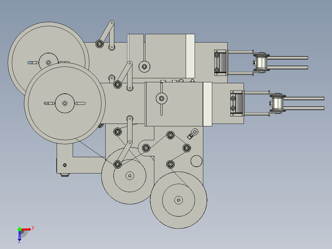 卧式双层收料架（冲压行业）3D模型俯视图