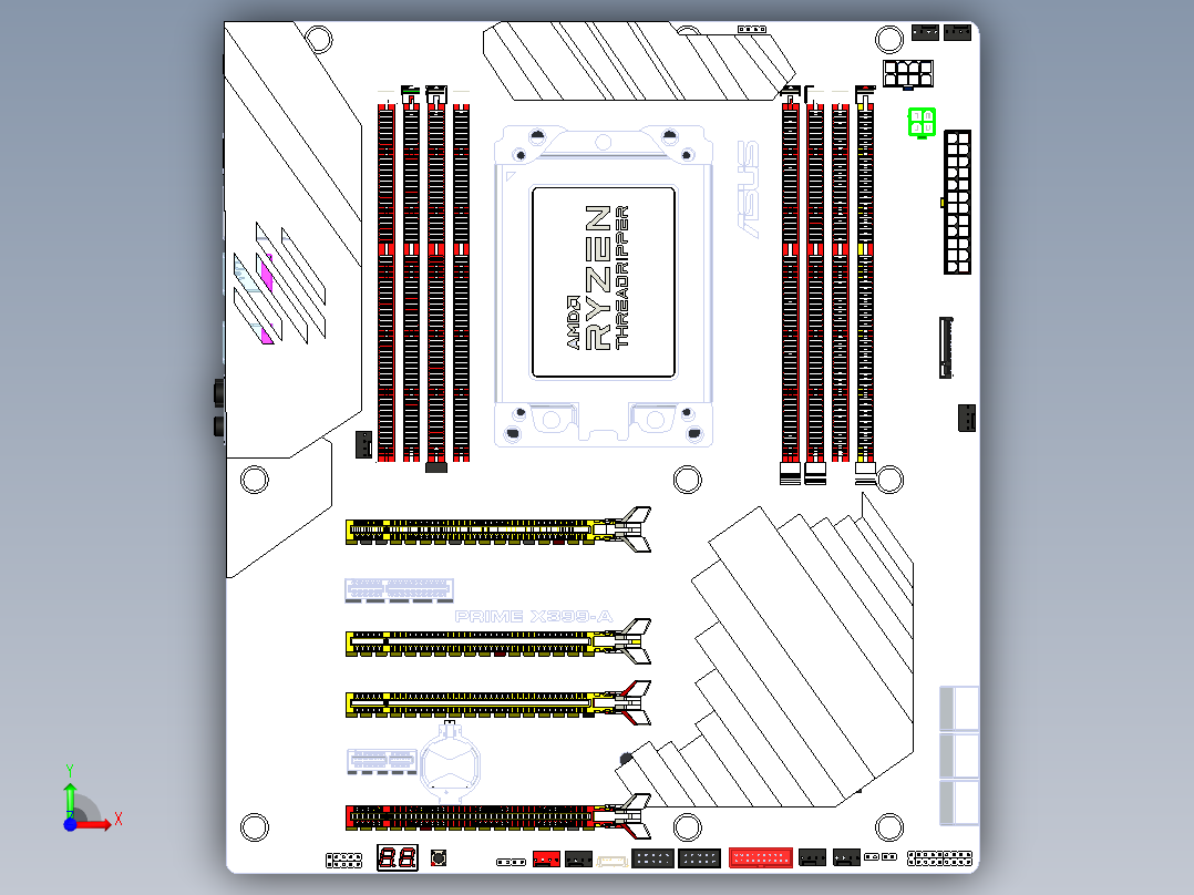 华硕电路板前视图
