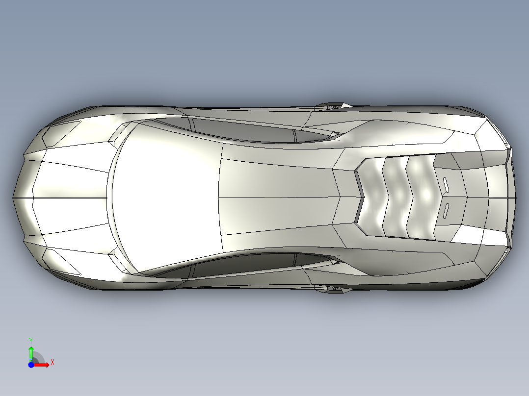 简易版 兰博基尼 Lamborghini Aventador模型外观3D图纸前视图