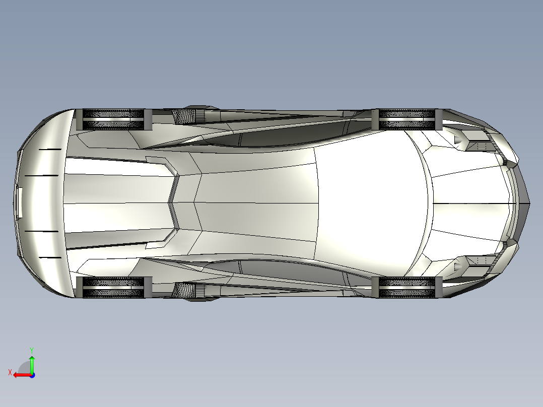 简易版 兰博基尼 Lamborghini Aventador模型外观3D图纸后视图