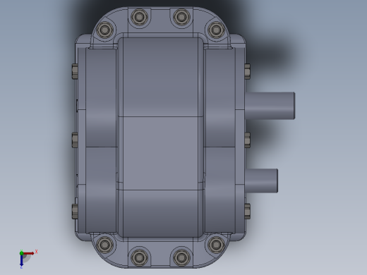 轮轴上的一级圆柱直齿轮箱3D图纸 Solidworks设计 附STEP IGS俯视缩略图