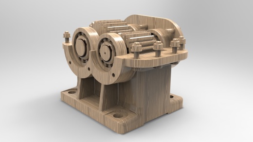 轮轴上的一级圆柱直齿轮箱3D图纸 Solidworks设计 附STEP IGS缩略图