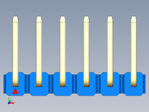 彩色公排针 100mil 2.54mm 系列-DS1022_blue_06p_100mil_TypeU_rev1.0前视缩略图