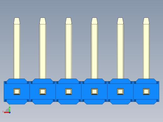 彩色公排针 100mil 2.54mm 系列-DS1022_blue_06p_100mil_TypeU_rev1.0后视缩略图
