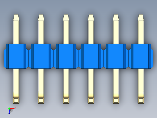 彩色公排针 100mil 2.54mm 系列-DS1022_blue_06p_100mil_TypeU_rev1.0俯视缩略图