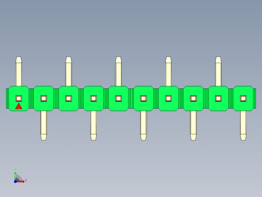 彩色公排针 100mil 2.54mm 系列-DS1022_green_10p_100mil_Type_SMT_R1_rev1.0前视缩略图
