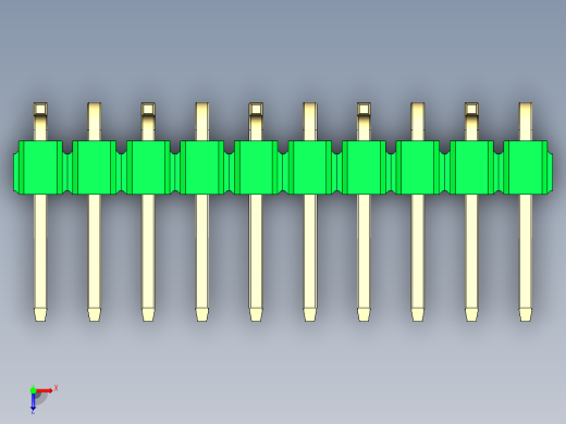 彩色公排针 100mil 2.54mm 系列-DS1022_green_10p_100mil_Type_SMT_R1_rev1.0俯视缩略图