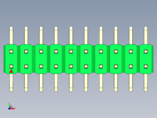 彩色公排针 100mil 2.54mm 系列-DS1022_green_20p_100mil_TypeSMT_rev1.0前视缩略图