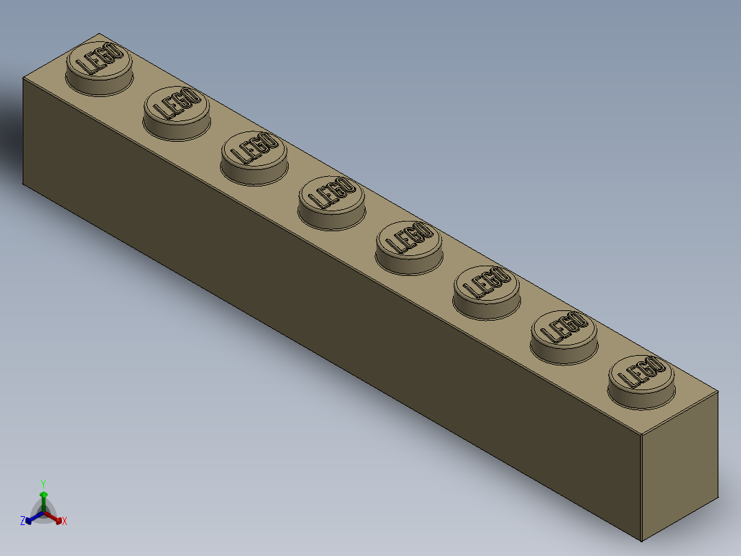 乐高套装 4421基本积木-4159774 Brick Yellow - Tan Brick 1 x 8.SLDPRT正等轴测图