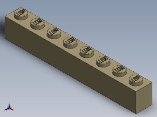 乐高套装 4421基本积木-4159774 Brick Yellow - Tan Brick 1 x 8.SLDPRT正等轴测缩略图