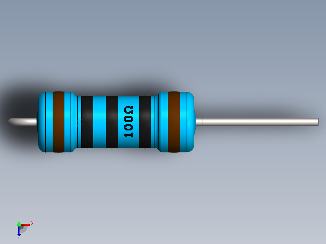 电容器 二极管 电阻器-Resistor Vertical 100 Ohm 1W主视图