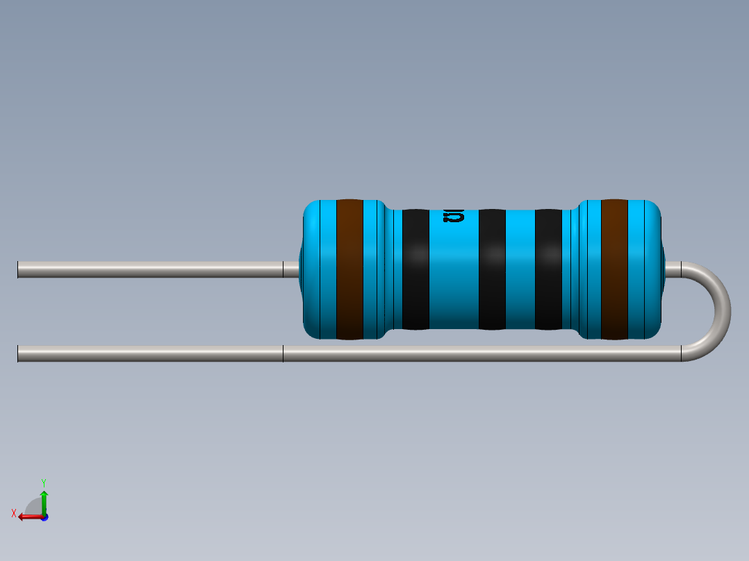 电容器 二极管 电阻器-Resistor Vertical 100 Ohm 1W后视图