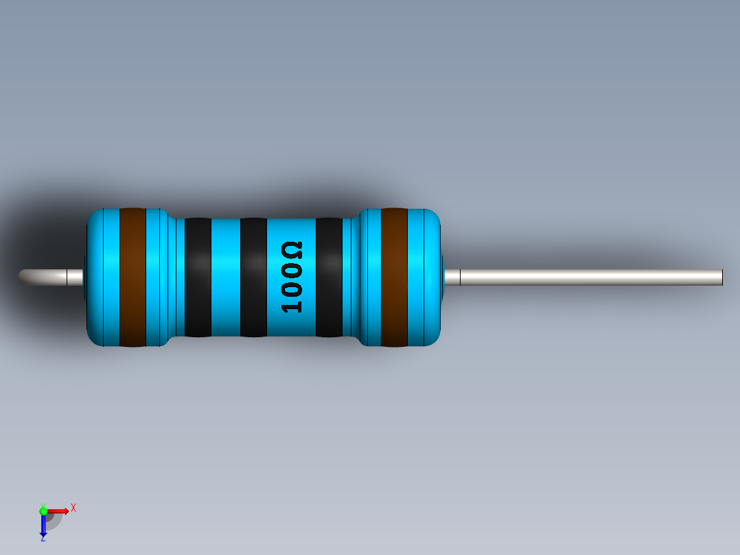 电容器 二极管 电阻器-Resistor Vertical 100 Ohm 1W俯视图