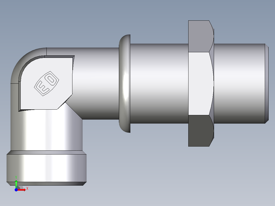 卡套式工业通用硬管接头EO_Bulkhead_elbow_WSV15LOMD71前视图
