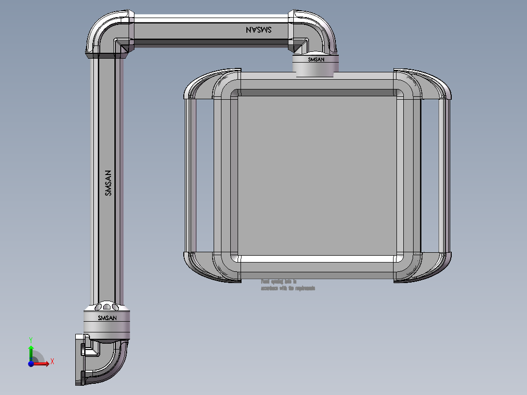 向下垂直墙座+转角+90度箱体连接器+控制箱前视图
