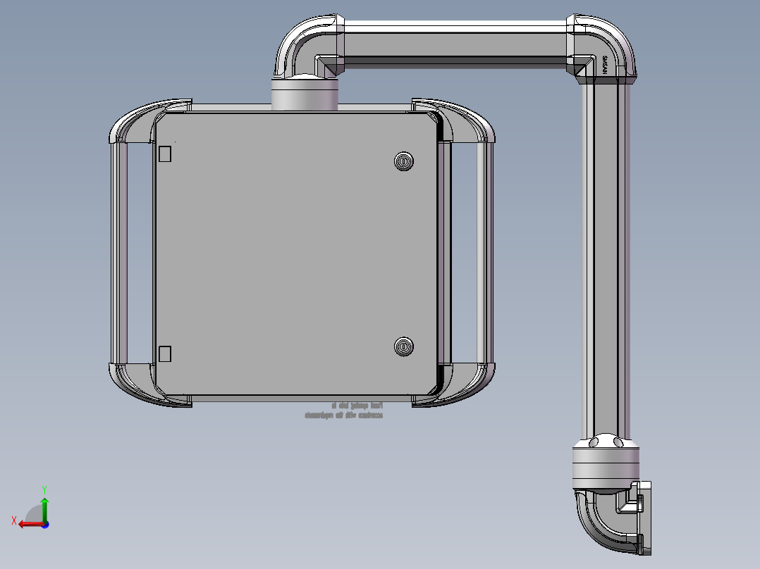 向下垂直墙座+转角+90度箱体连接器+控制箱后视图