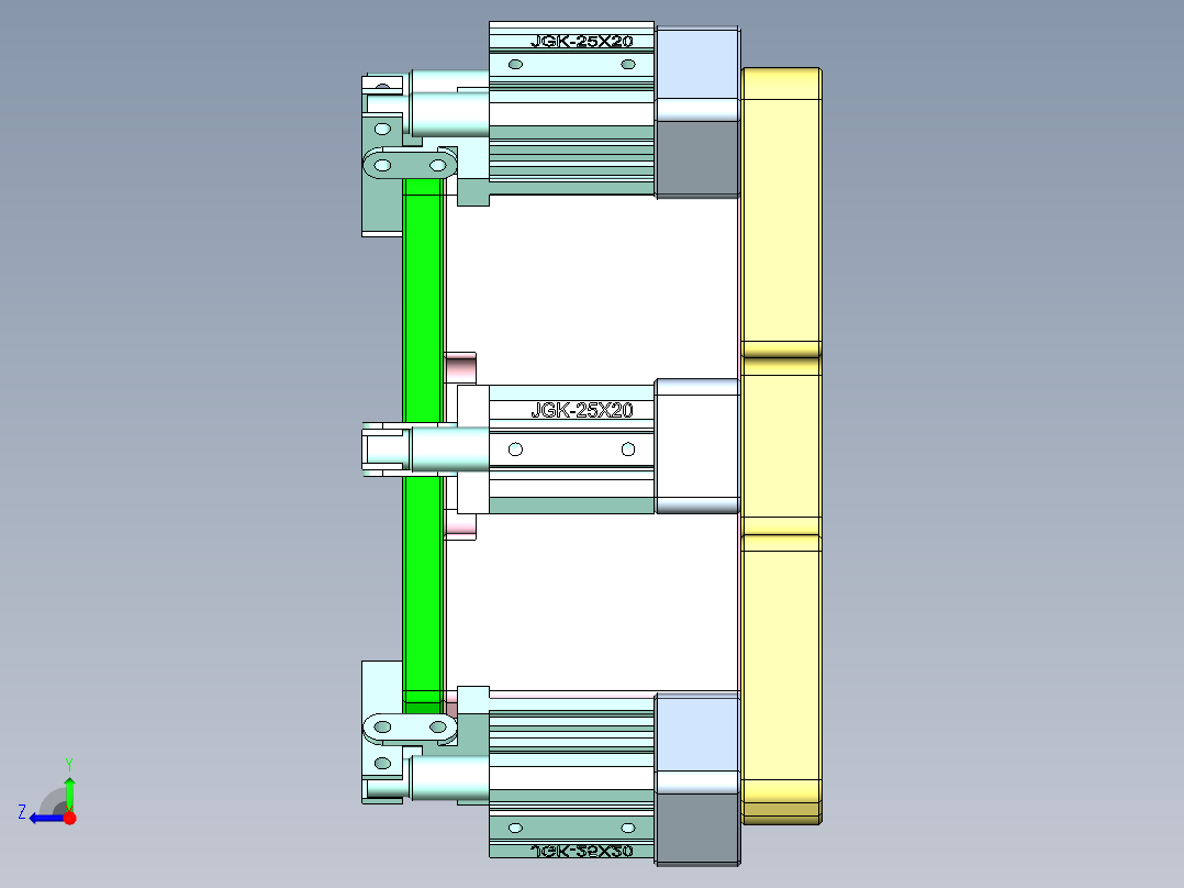 小型加湿器金属外壳铣内腔CNC治具模型右视图