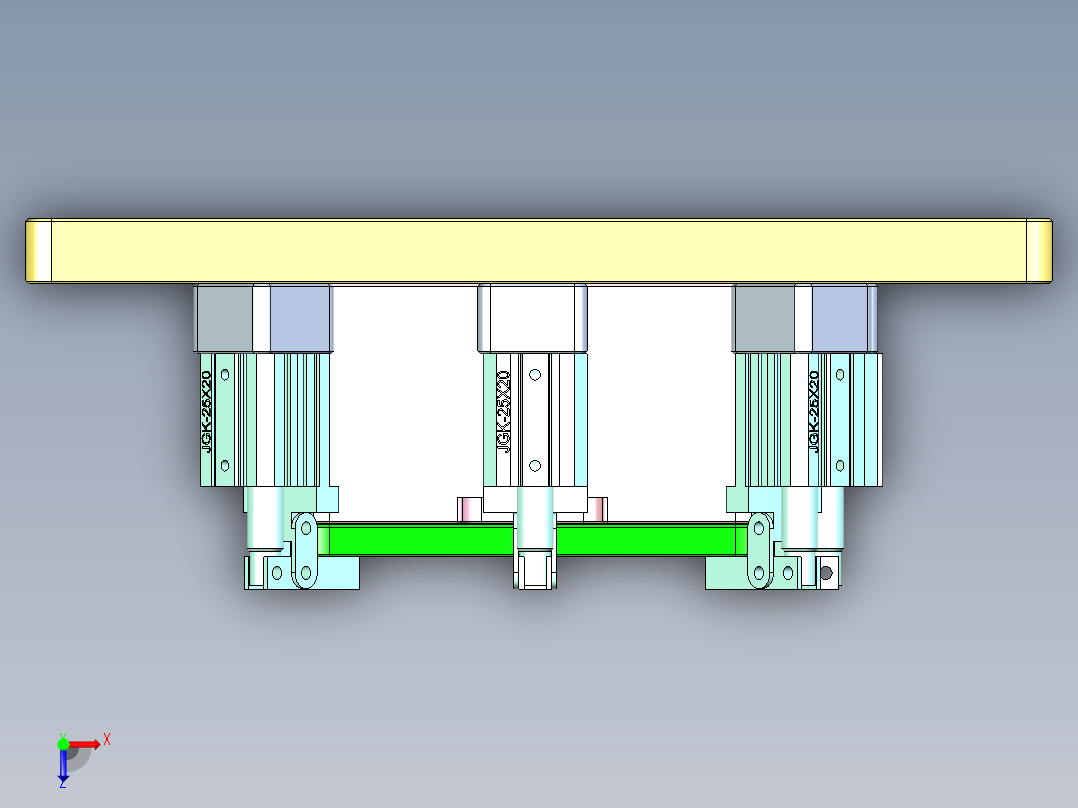 小型加湿器金属外壳铣内腔CNC治具模型俯视图