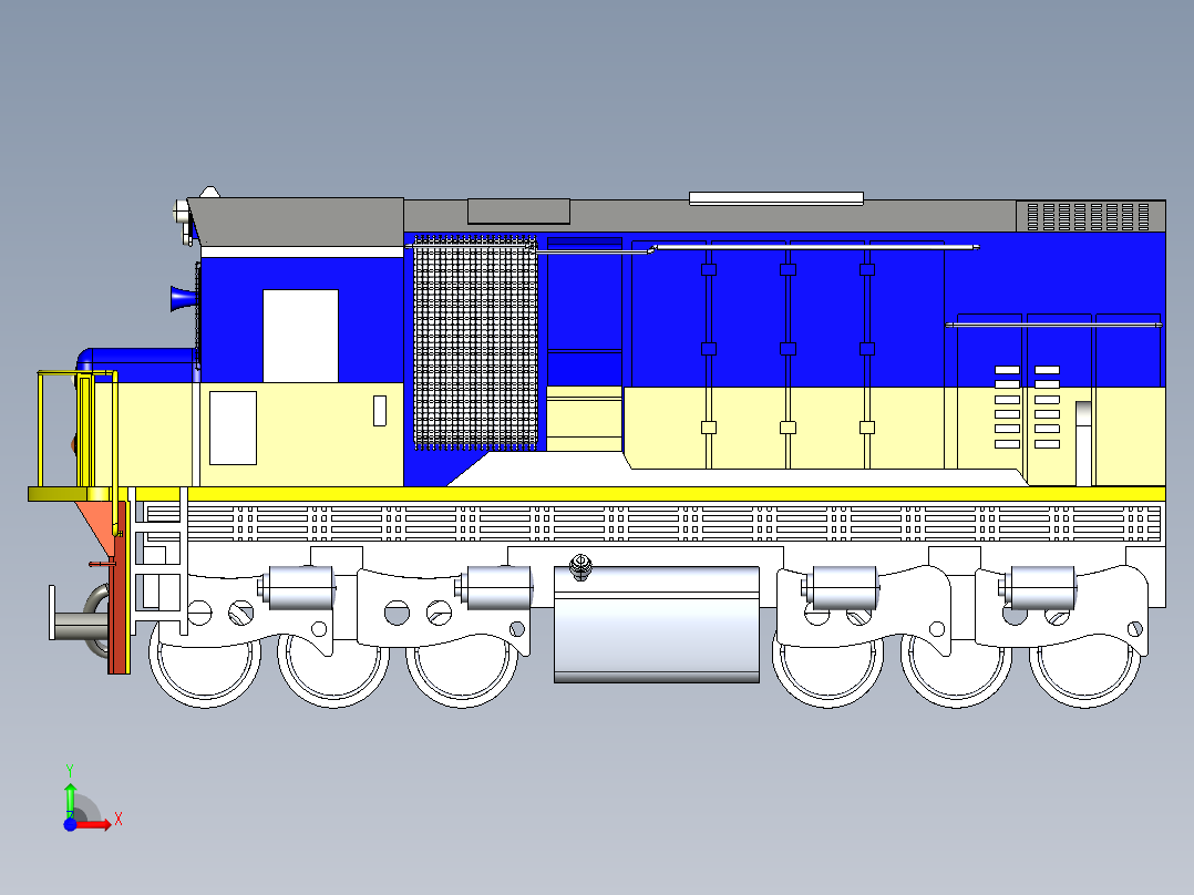 火车机车列车railway-locomotive-1831-模型格式为 sw igs前视图