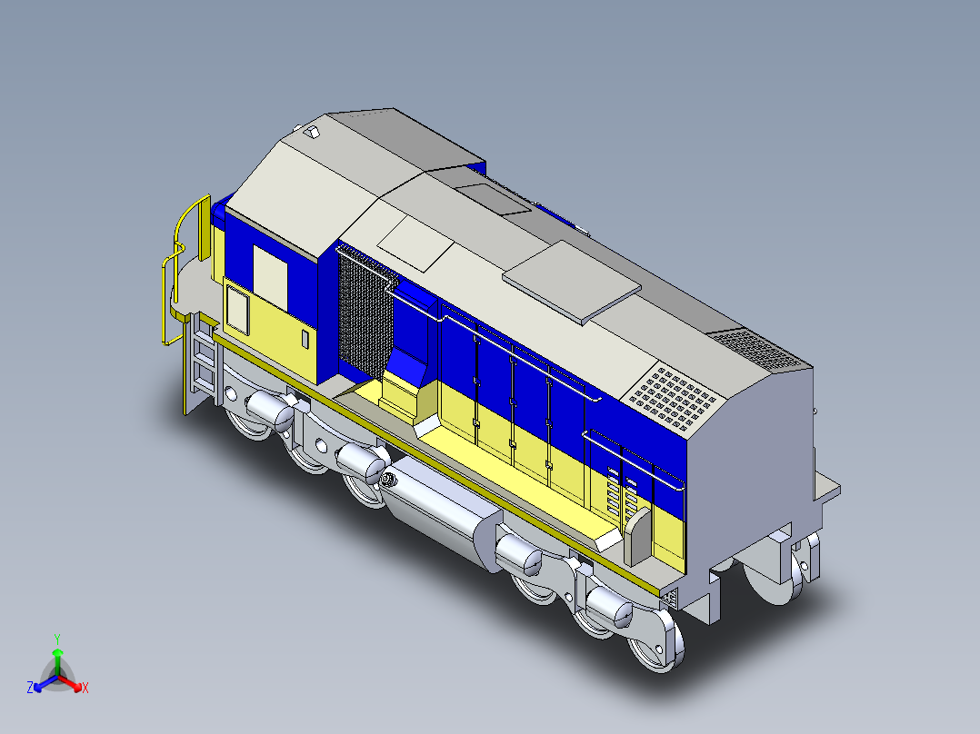 火车机车列车railway-locomotive-1831-模型格式为 sw igs正等轴测图
