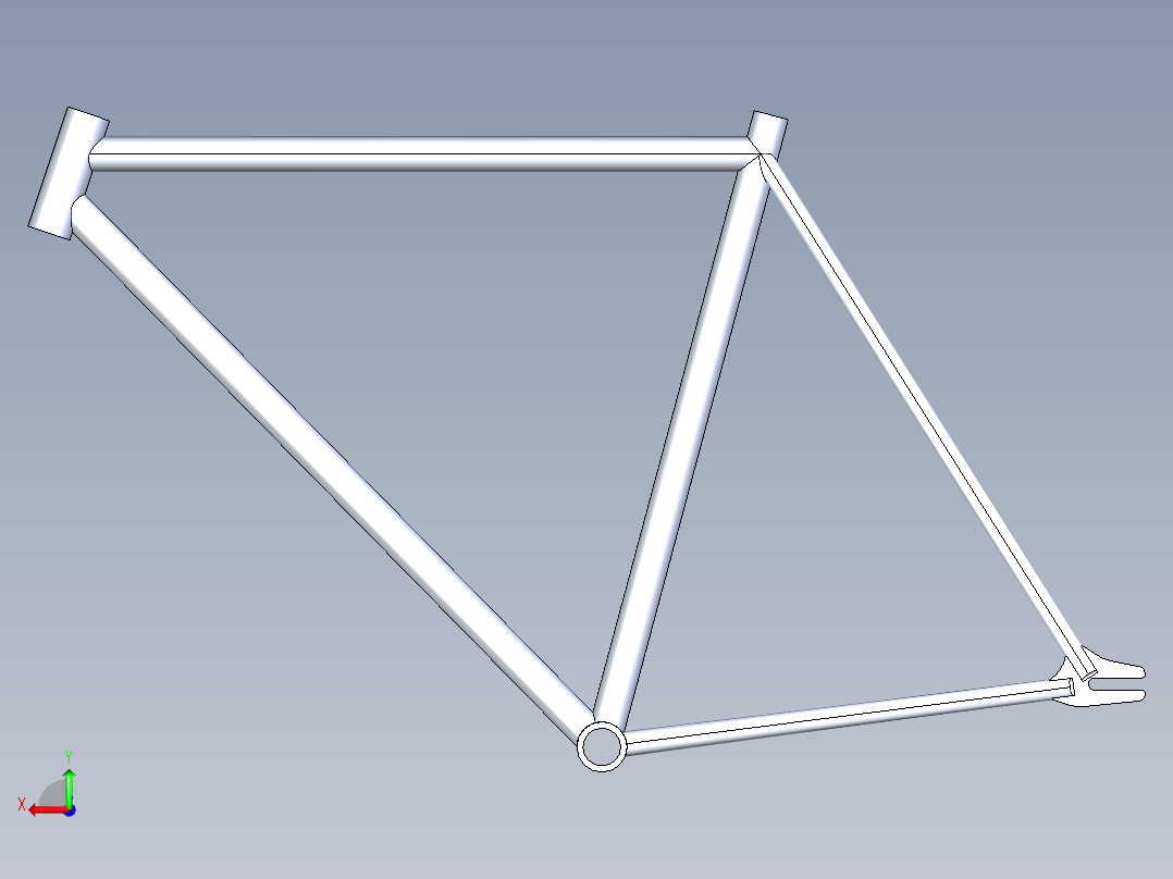 自行车车架后视图