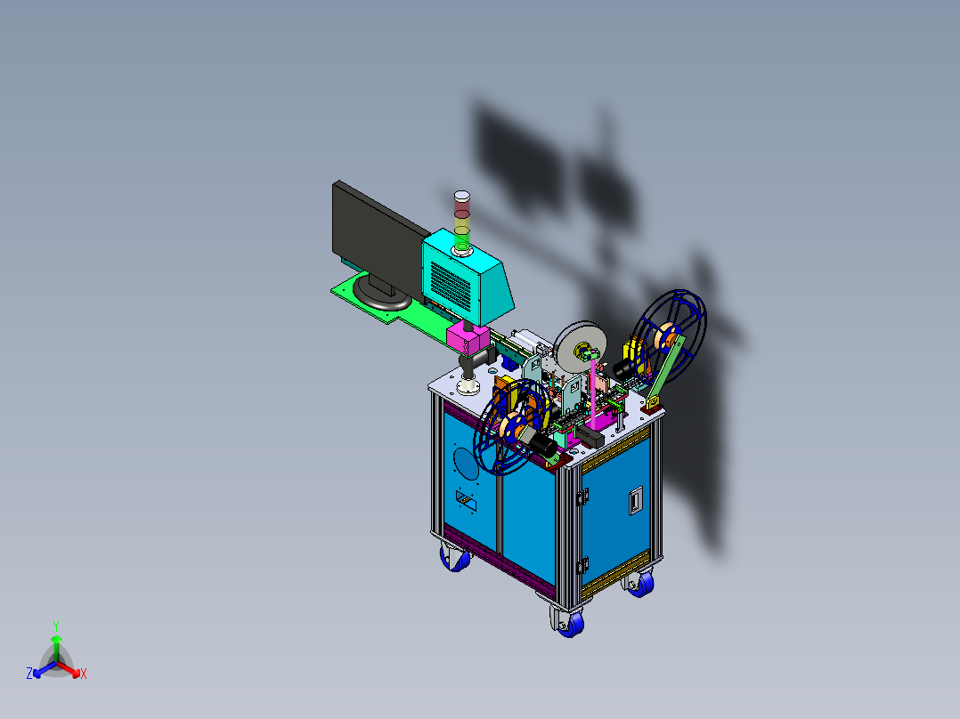 自动检测包装一体机正等轴测图