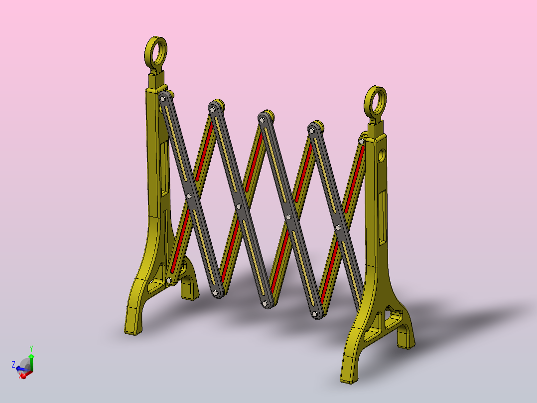 可折叠围栏结构3D图纸 Solidworks设计主视图
