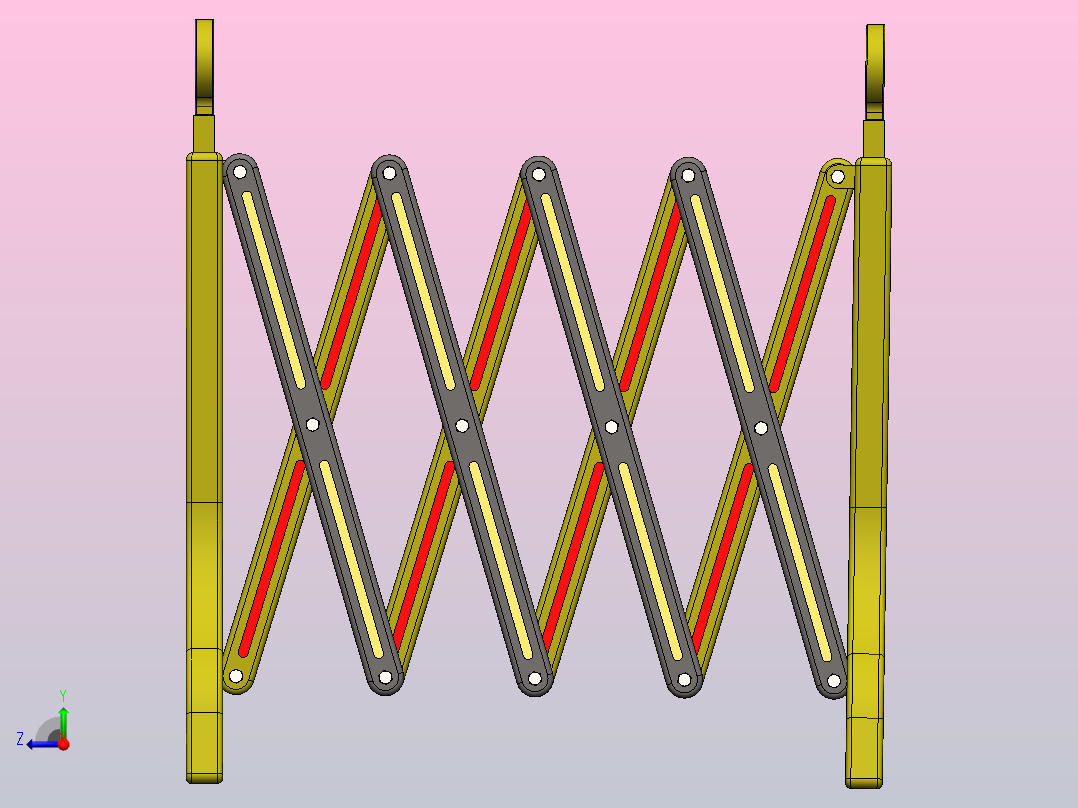 可折叠围栏结构3D图纸 Solidworks设计右视图