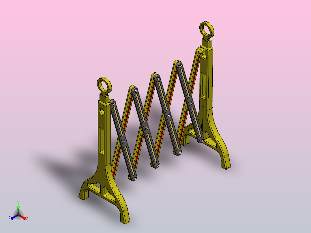 可折叠围栏结构3D图纸 Solidworks设计正等轴测图