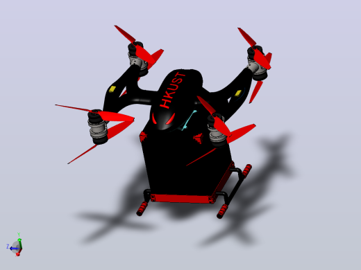 送货四旋翼无人机3D图纸 Solidworks设计