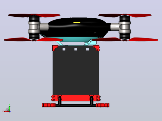 送货四旋翼无人机3D图纸 Solidworks设计后视缩略图
