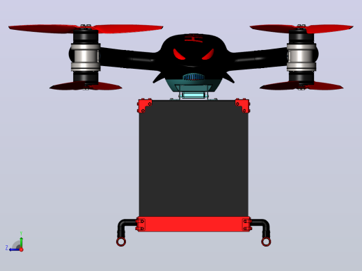 送货四旋翼无人机3D图纸 Solidworks设计右视缩略图