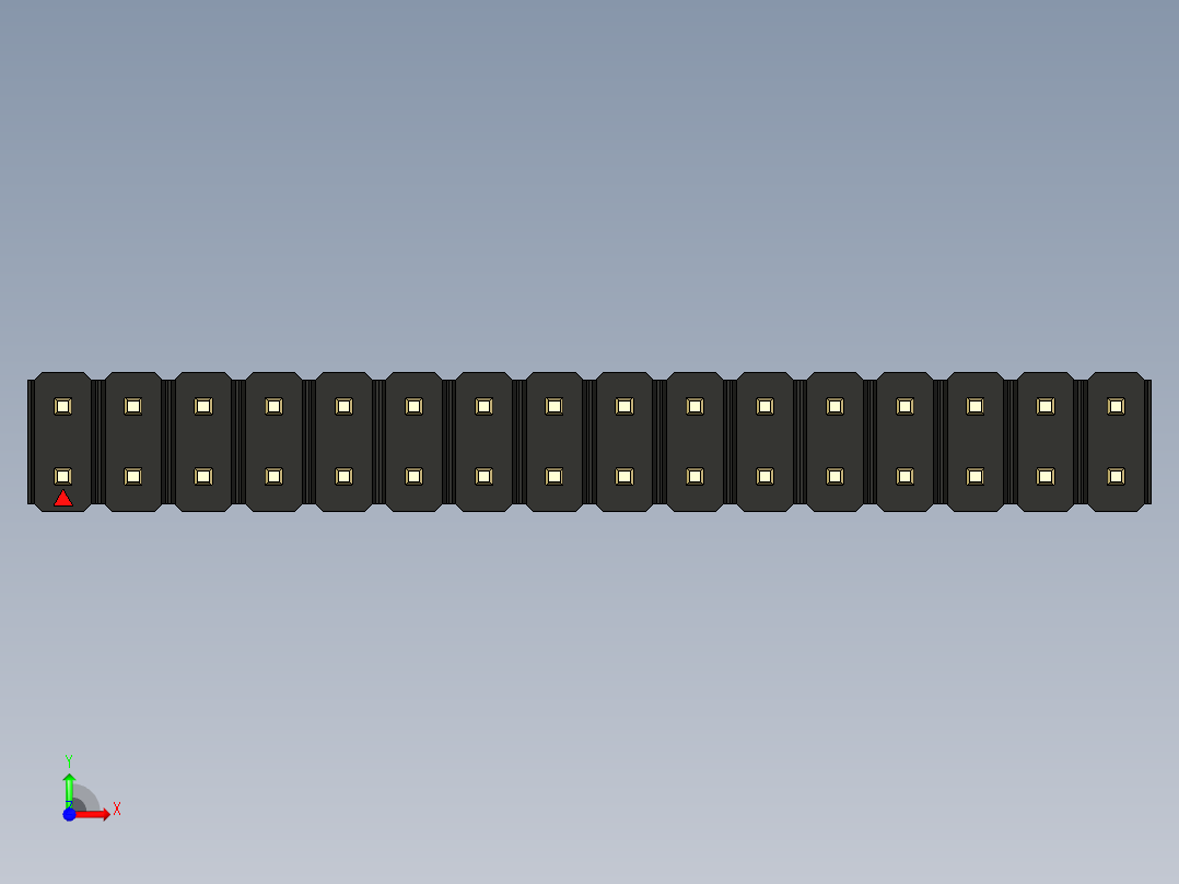彩色公头100mil（2.54mm）系列-DS1021_black_2x16p_100mil_Type1_rev1.0前视图