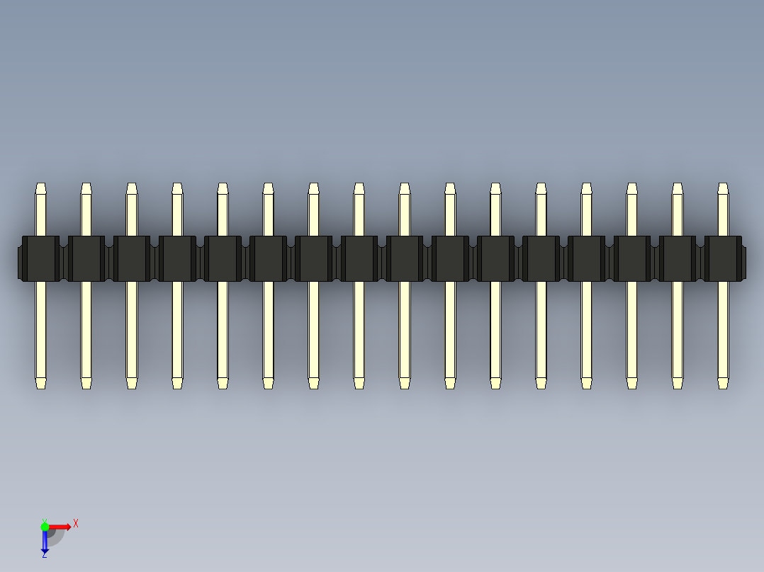 彩色公头100mil（2.54mm）系列-DS1021_black_2x16p_100mil_Type1_rev1.0俯视图