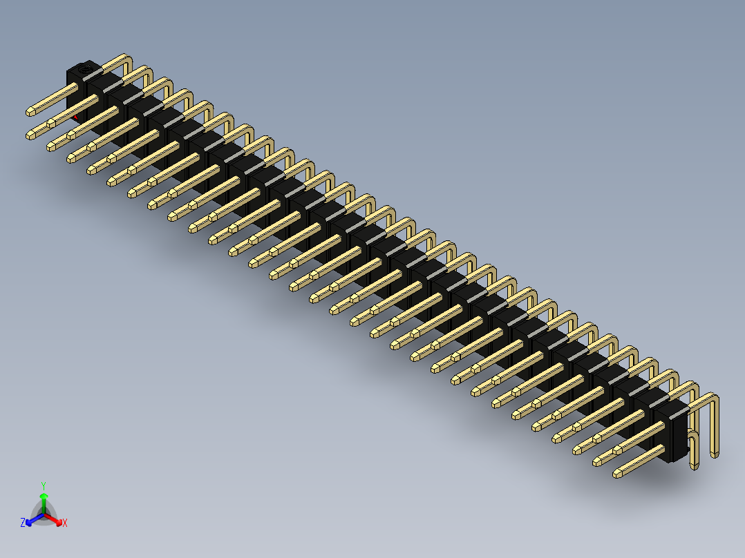 彩色公排针 100mil 2.54mm 系列-DS1022_black_2x30p_100mil_TypeD_rev1.0主视图