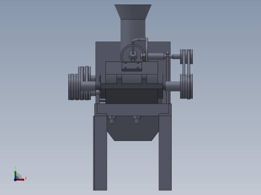 小型家用青皮核桃去皮机的设计【脱皮机】三维SolidWorks前视缩略图