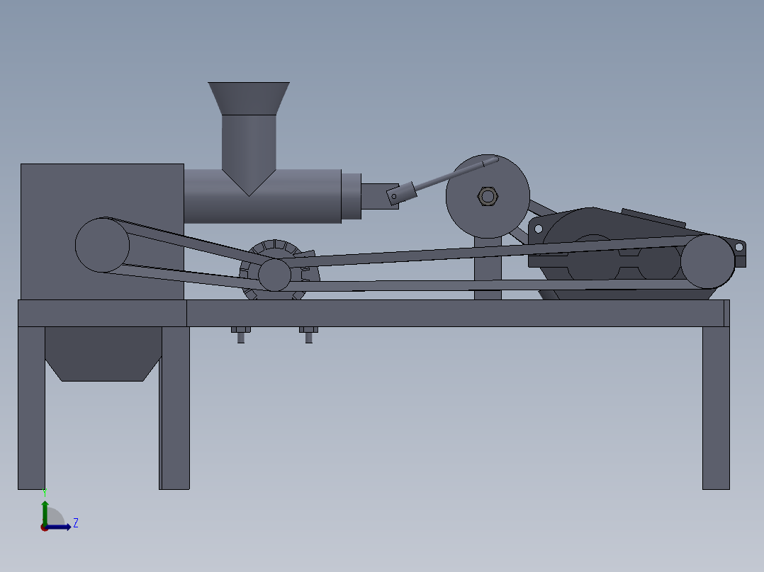 小型家用青皮核桃去皮机的设计【脱皮机】三维SolidWorks左视图