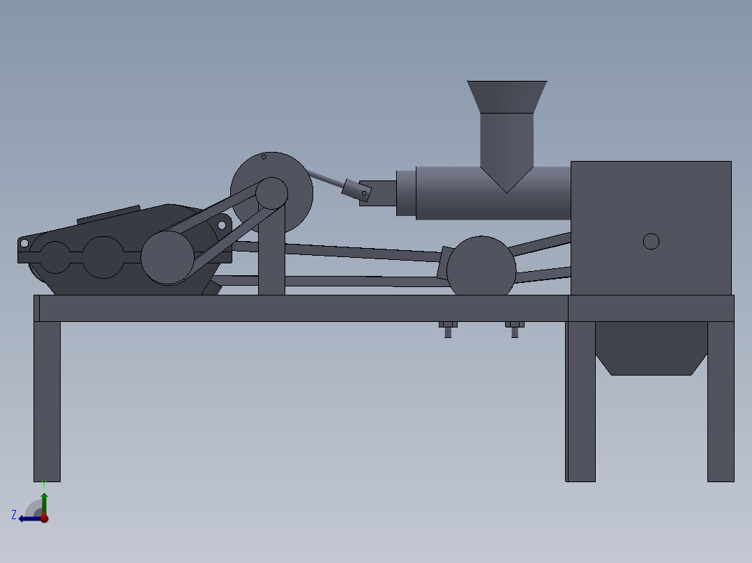 小型家用青皮核桃去皮机的设计【脱皮机】三维SolidWorks右视图