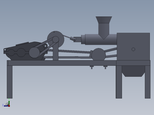 小型家用青皮核桃去皮机的设计【脱皮机】三维SolidWorks右视缩略图