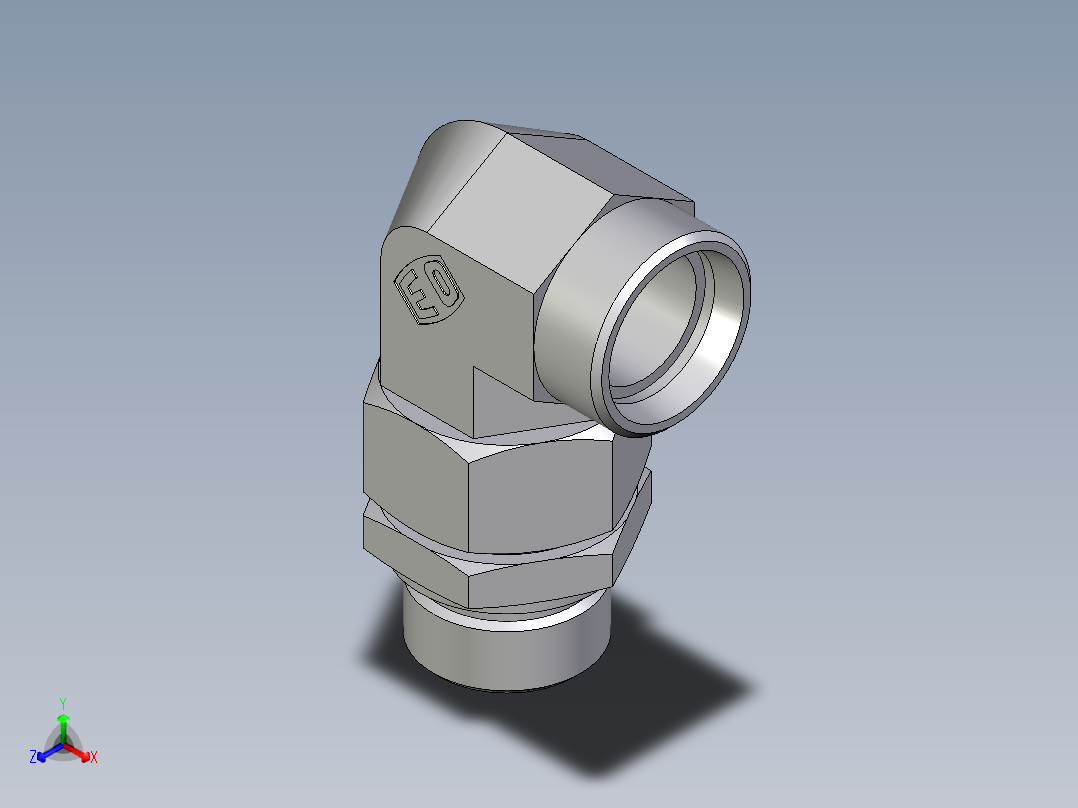 卡套式工业通用硬管接头EO_Assembled_adjustable_standpipe_elbow_EVW28LMOMD71主视图