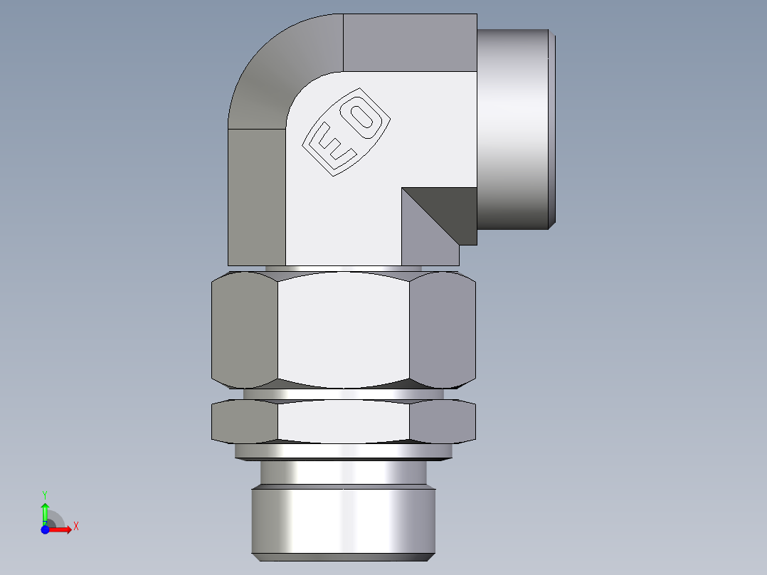 卡套式工业通用硬管接头EO_Assembled_adjustable_standpipe_elbow_EVW28LMOMD71前视图