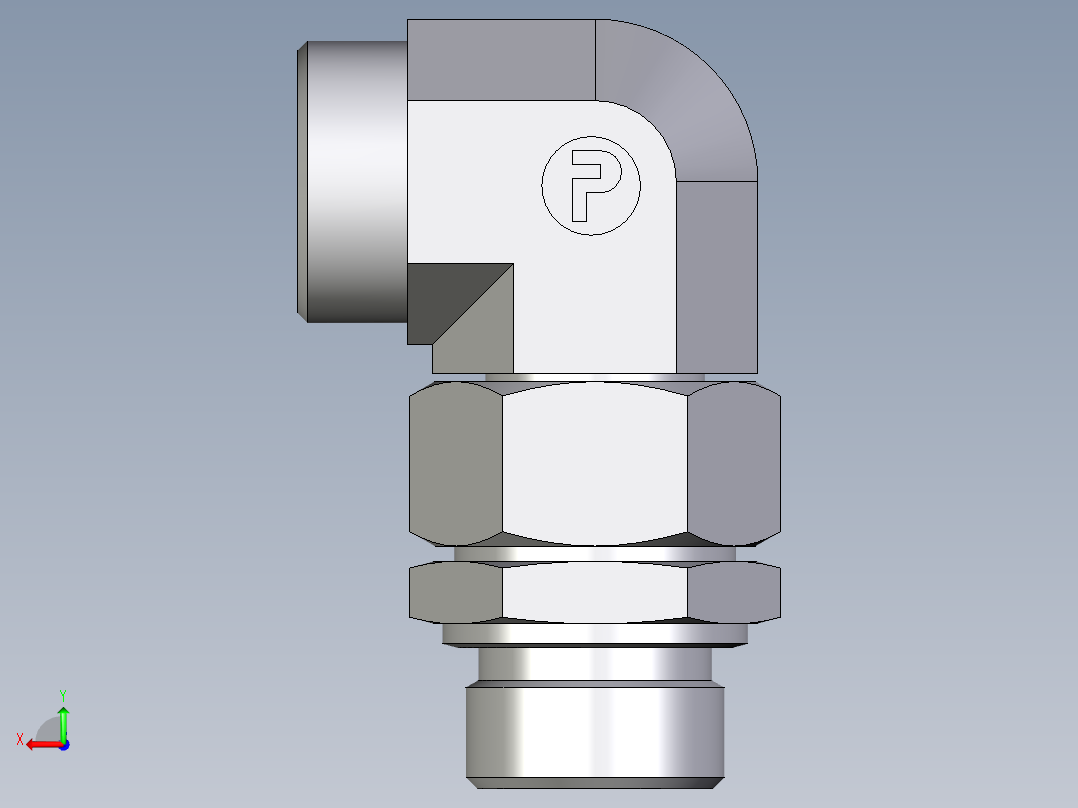 卡套式工业通用硬管接头EO_Assembled_adjustable_standpipe_elbow_EVW28LMOMD71后视图