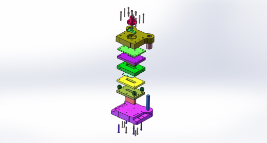 折弯翻孔件落料冲孔复合模(CAD图+SW三维)缩略图