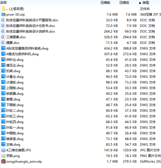 粉体定量供料系统设计-粉体稳流供料机含开题、proe三维及18张CAD图缩略图