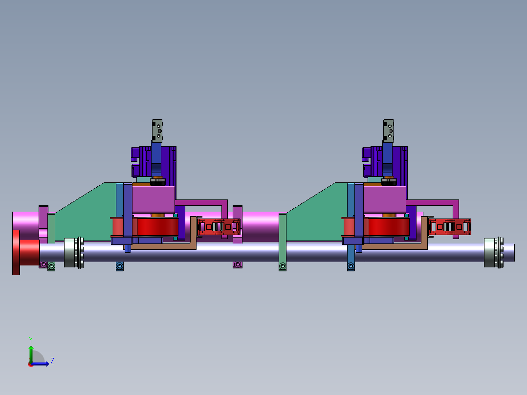 微型双层单轨道输送线左视图