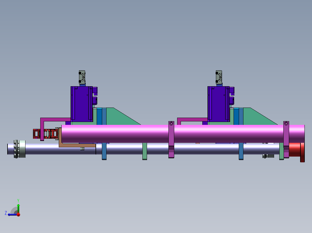 微型双层单轨道输送线右视图