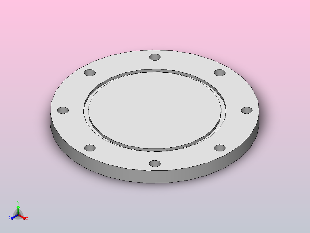 DN100真空法兰盲板正等轴测图