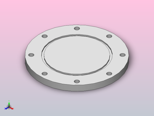 DN100真空法兰盲板正等轴测缩略图
