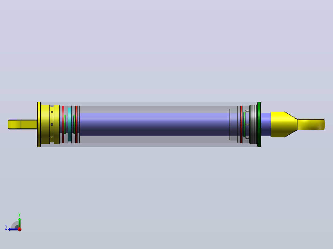 HSG工程油缸设计及工艺分析（SW+CAD+说明书）右视图